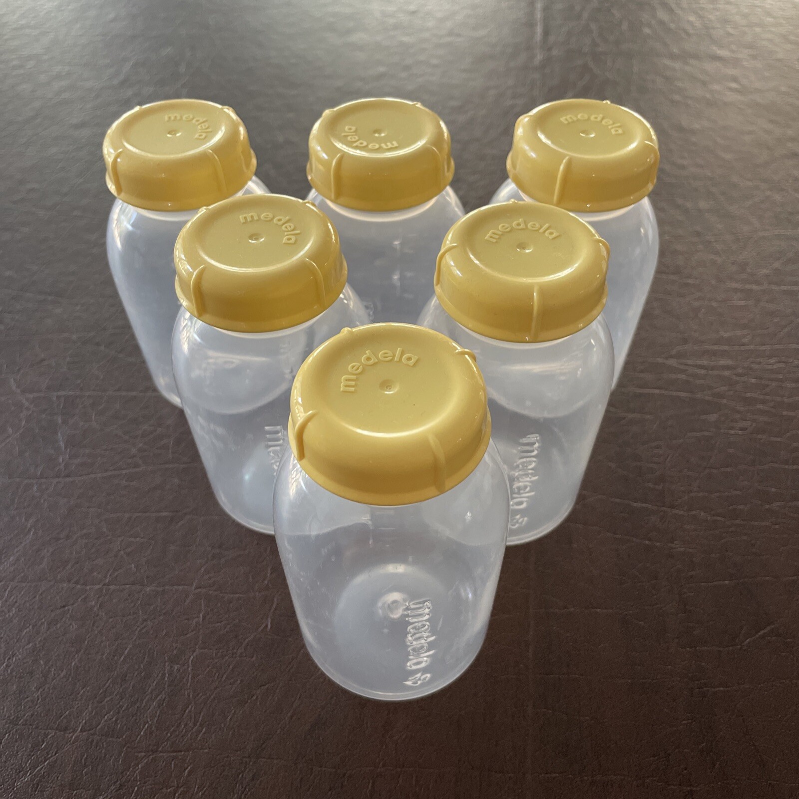 6 NEW Medela 5oz Clear Collection Bottles & Solid Lids