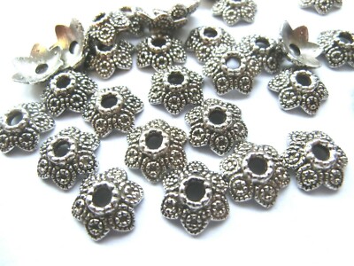 30 PERLKAPPEN Endkappen mit Ornamenten 10x3,5mm Farbe antiksilber #S088