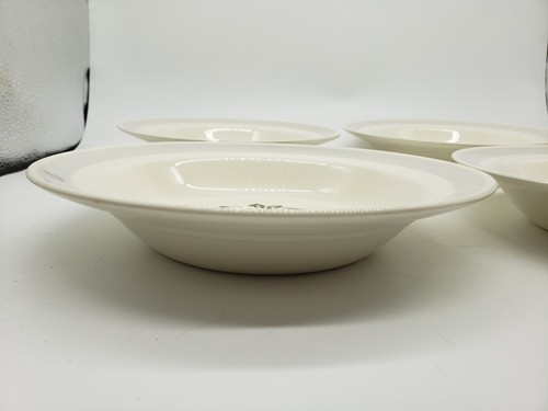 Homer Laughlin Nautilus Gardenia Gray Band Rimmed Soup (4) T3 - Picture 2 of 3
