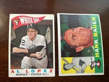 (2) Card Lot 1960 Topps Baseball Al Lopez #222 VG Hank Bauer #262 EX
