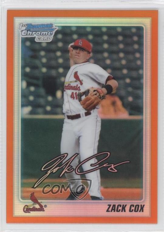 2010 Bowman Draft Chrome Picks Orange Refractor 17/25 Zack Cox #BDPP62 1f1