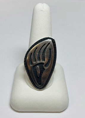 Old Pawn Sterling Silver Bear Paw Ring Size 10.25 -.39