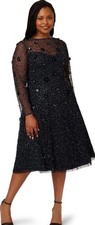 Adrianna Papell Beaded Mini Dress Midnight Blue Size 18P NWT