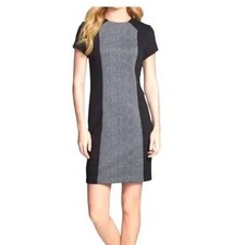 MICHAEL Michael Kors Women's Black Colorblock Herringbone Panel Dress Size 10