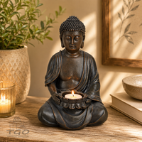 Buddha Teelichthalter Braun Aus Poly 23Cm-10020781