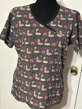 Scrubaid Extra Large Women s Gray Scrub Top With Llamas And Love