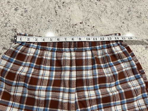 Vintage 60s Swim Trunks Checkered Blue & Brown Tag Large? Measures (30-36) - Picture 2 of 8