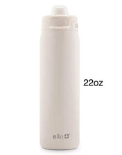 Ello Pop & Fill Water Bottle Stainless Steel  with Quick 22 Ounces, Cream