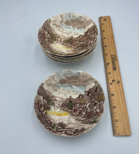 Vintage Johnson Bros Olde English Countryside Berry Bowls Set of 6 Brown Transfe