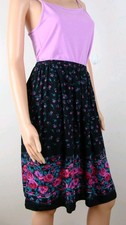 80s Vintage Black Rose Maxi Skirt Floral Size M-XL 10 12 14 Made In USA