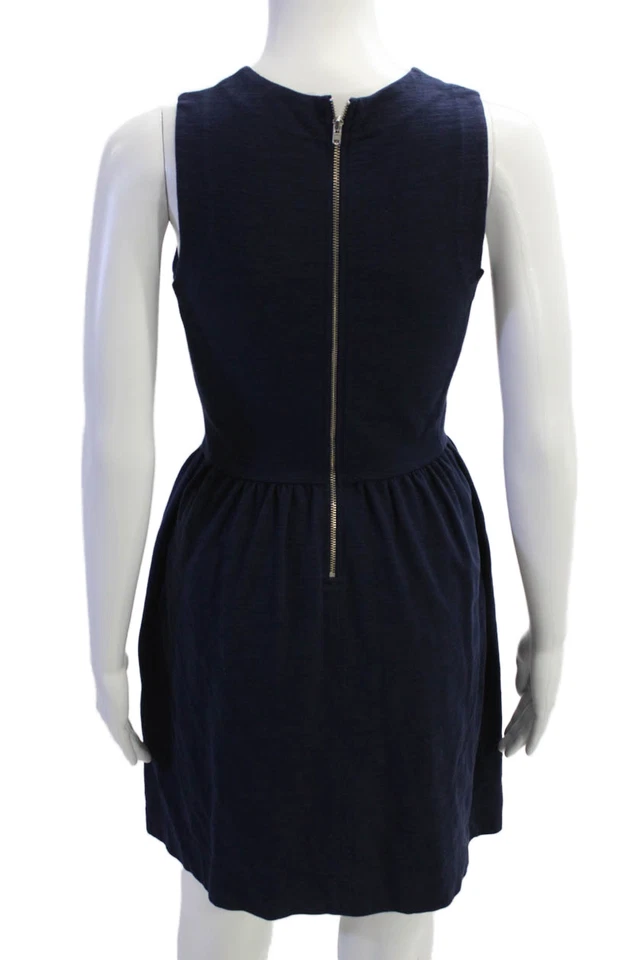 Vestido recto Madewell para mujer de algodón con cuello redondo sin mangas azul marino talla XS Foto 3 de 4
