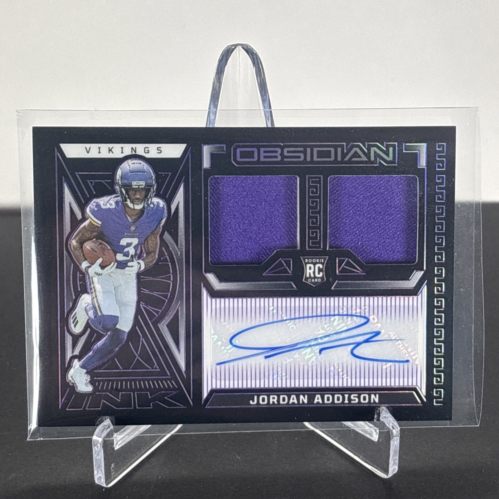 Jordan Addison Panini Obsidian Rookie Jersey Ink #RJIJAD Purple Electric Etch