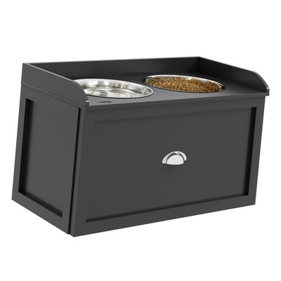 Elevated Dog Feeder with Stainless Steel Bowls Pet Beds Furniture Food Dispenser
