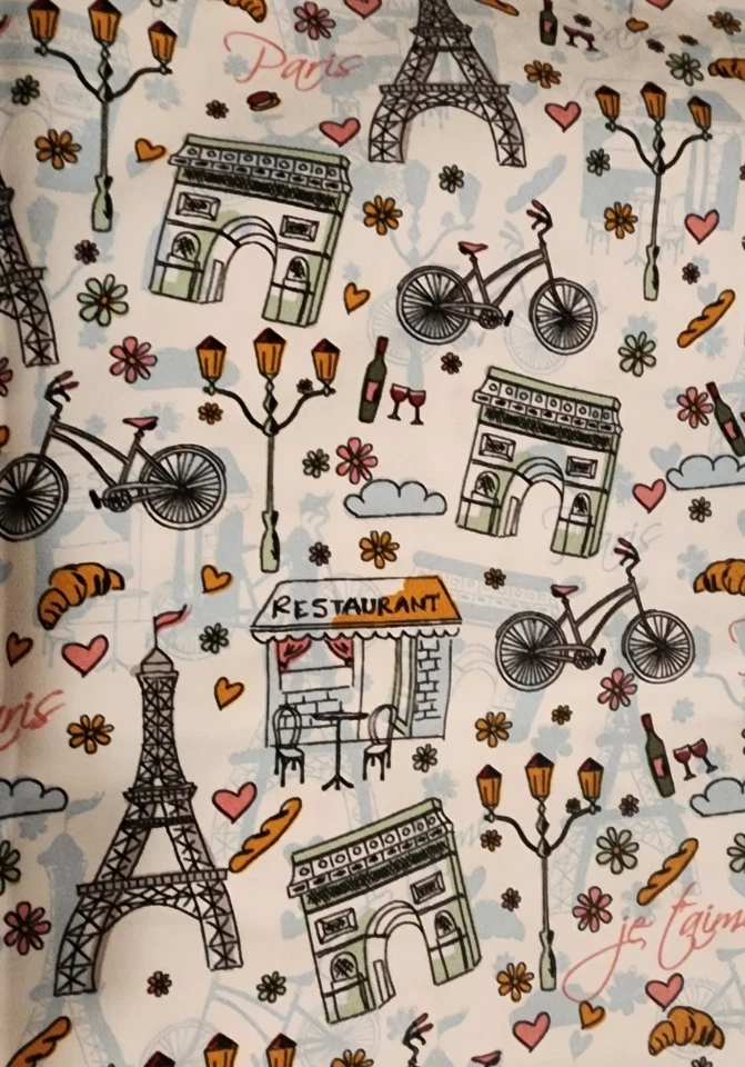 "Je' Taime Paris" Themed Print Cassandra O Scrub Tops Avail. Sizes 1X/2X/3X NWT - Image 3 of 4