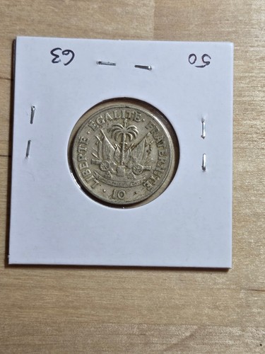 Haiti 10 centimes coin, 1970. KM# 63, nickel-brass. Francois Duvalier.