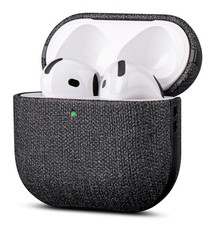 for AirPods 5 / AirPods 4 Canvas Style Vegan Leather Case - Black