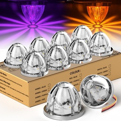 10x Dual Color LED Watermelon Lights Amber Purple Truck Trailer Side Marker Lamp