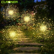 2-8x Solar Garden Lights Fireworks Swaying Lamp Outdoor Waterproof Landscape Dec