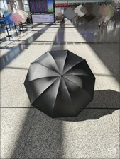 Black Compact Folding Umbrella Windproof 12 Ribs Sun Rain Protection with UV