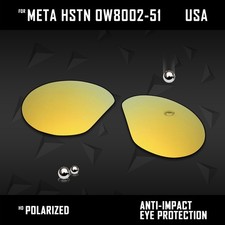 24K Gold Polarized Replacement Lenses for Oakley Meta HSTN OW8002-51mm