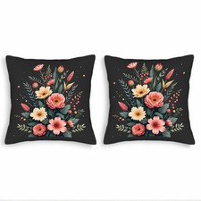 Set of 2 Decorative Throw Pillow Covers 18x18in - Floral Design