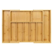 Extra Large Kitchen Drawer Organizer, Expandable Bamboo Drawer Holder for Ute...