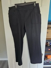 Lands End Ankle Pants Womens Medium Black Pull On Pockets L High Rise