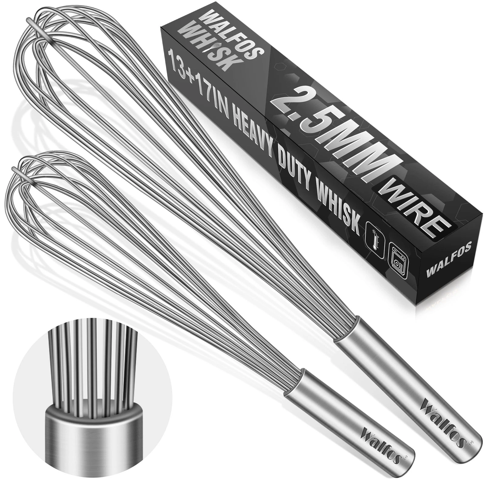 Whisks Large Whisk Set of 2, Heavy Duty Stainless Steel Wire Whisk Ideal For ...
Opens in a new wind