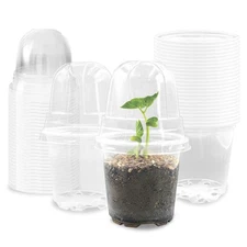 Transparent Nursery Pots 3.5Inch with Humidity Domes for Seeds Starting Clear...