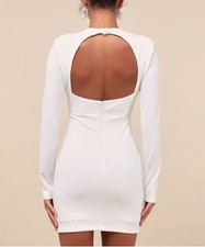 Lulus All That You Wish For White Mock Neck Cutout Bodycon Dress Sz XS Womens Wh