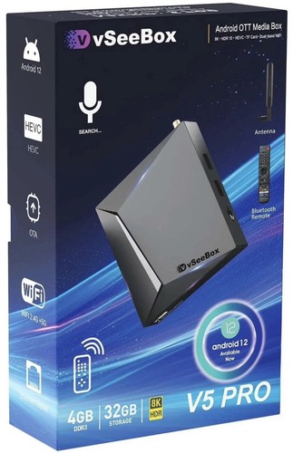Vseebox V5 Pro Android 12 TV Box - 6K, 32GB, Wi-Fi 6, Bluetooth, Voice Control