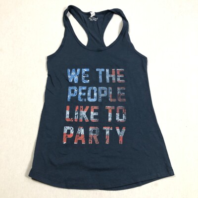 Fifth Sun Womens Small Blue ''We The People Like To Party'' Patriotic Tank D5