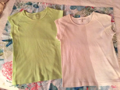 2  ''Mar Tee Ni''  T Shirts Lime Green & White Womens XS Y2K ''Baby Tee''