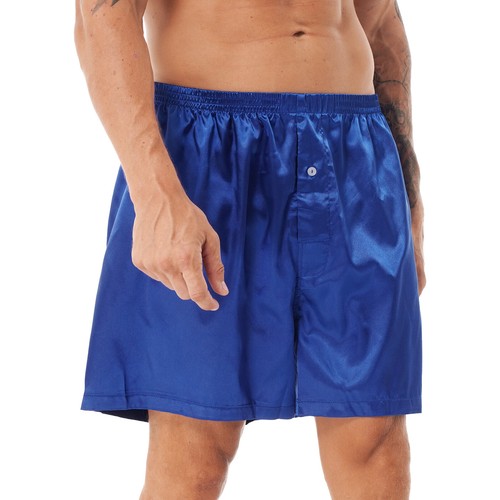Men Shorts Silk Satin Boxer Pajamas Shorts Sleepwear Underwear Sleep Shorts - Picture 40 of 94