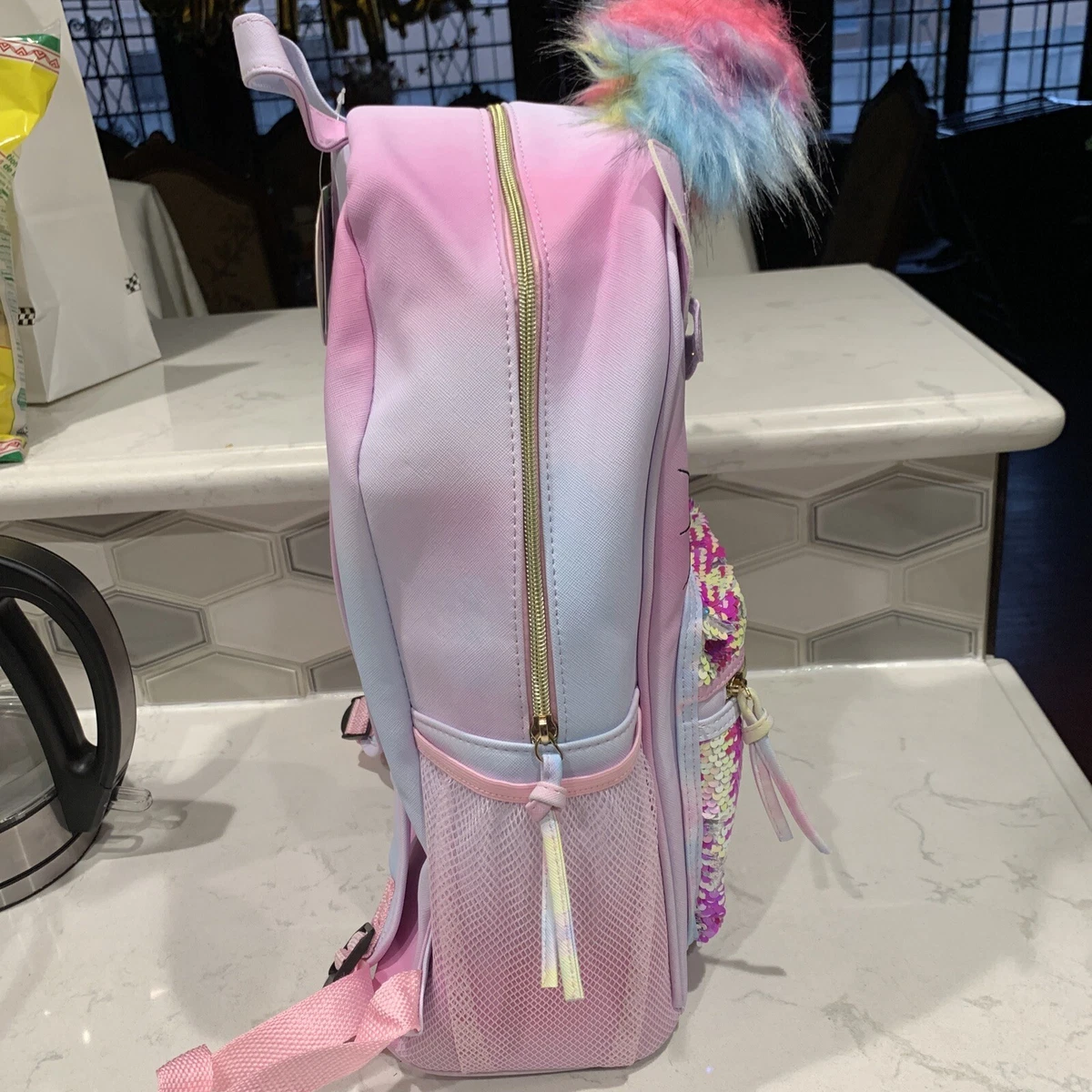 Under One Sky Girl's Sequin & Faux Fur Pom Pom Backpack on SALE