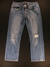 AMERICAN EAGLE Capris Womens Jeans Size 4 Blue Denim Boy Fit Stretch Destressed