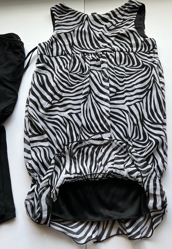 BCX Girl teen 2 pc set Sz S legging & Smocked top Zebra black/white cottenblend - Picture 3 of 6