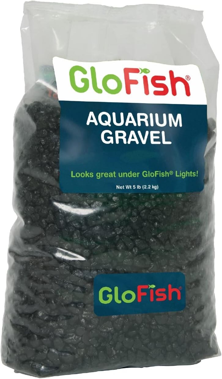 Aquarium Gravel, Fish Tank Gravel, Black With Fluorescent Accents, 5 lb Bag