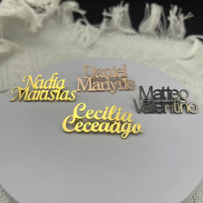 Custom Double Name Pin Jewelry Stainless Steel Personalized Gold Silver Black