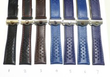 Perforated Monaco Carrera Leather Watch Band Strap with Clasp for Tag Heuer