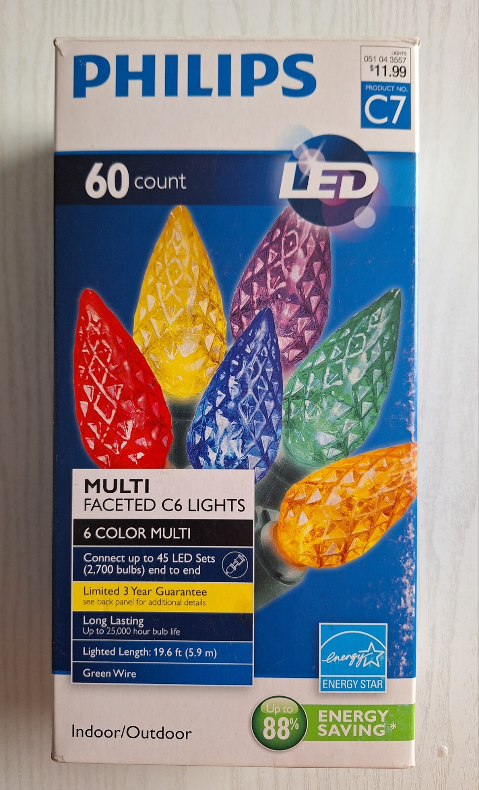 Philips 60ct C6 MULTI FACETED 6 COLOR LIGHTS LED C7 Indoor/Outdoor eBay