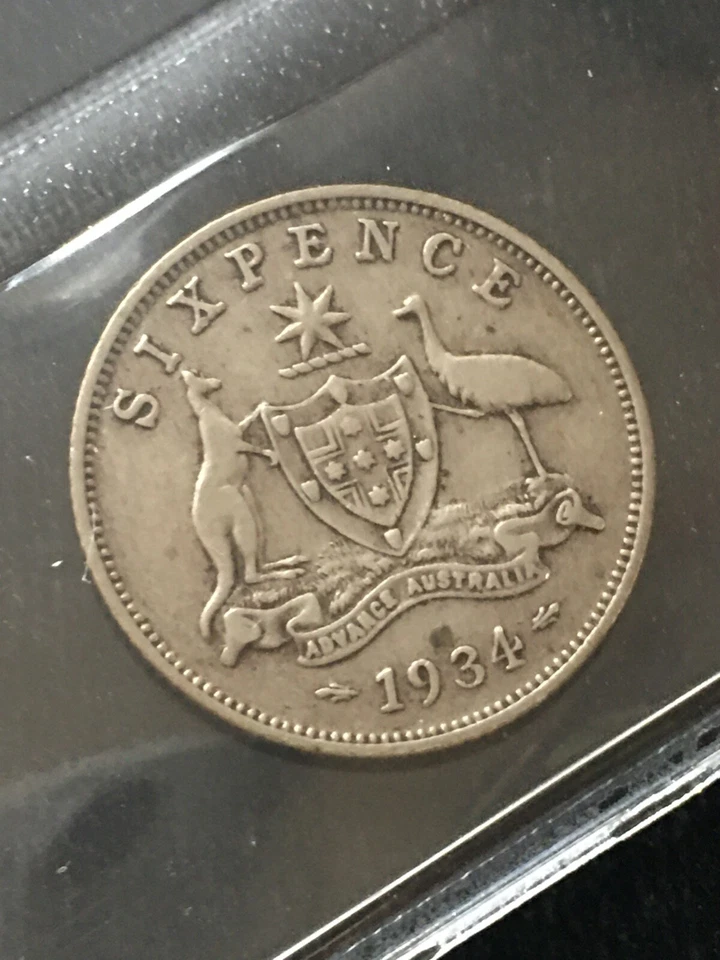 1934   Australia ; 6 Pence , Coin Mart Graded**F-15** KM# 25 - Image 4 of 4