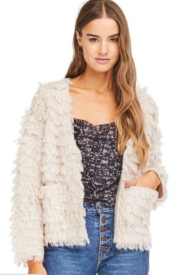 Astr The Label Cardigan Wool Blend Shaggy Oversized Sweater