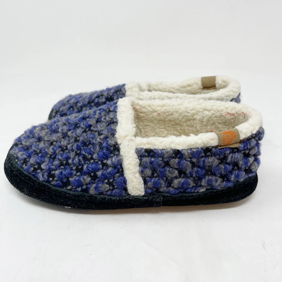 ACORN KIDS Unisex Azul Cuadros L’IL JAM MOC Niños Mocasín Zapatillas Vellón Talla 1-2 Foto 2 de 4