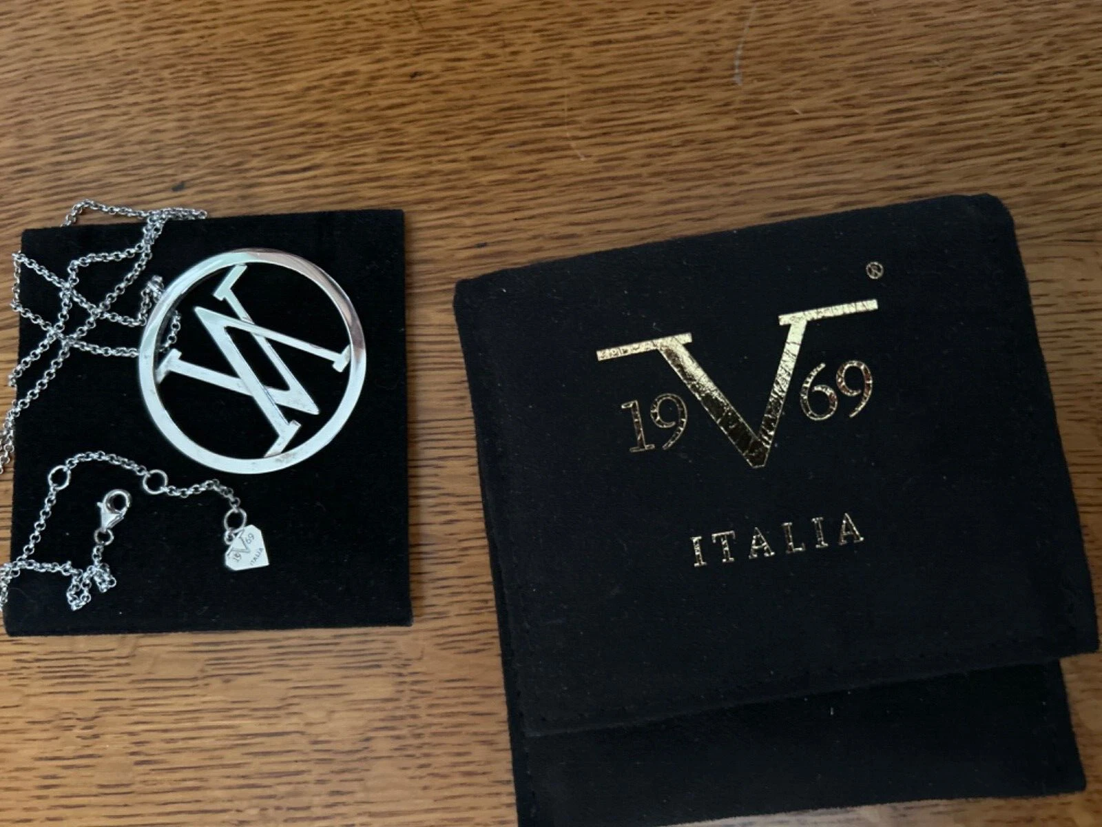 Collana Versace 1969 Italia 31" Regolabile V Sterling 925 con Sacchetto Polvere