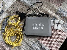 Cisco RV220W Router /w 4 Ethernet Cables, Additional Wires, And RF Switches