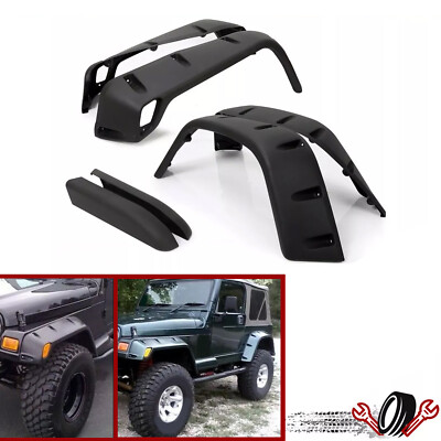 For Jeep Wrangler TJ 97-06 7'' Wide Pocket Extended Fender Flares Kit Black 6pcs