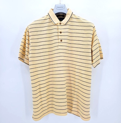 Greg Norman Herren T-Shirt Kurzarmshirt Poloshirt Gestreift Gelb in Gr. M