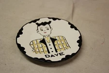 Vtg Homer Laughlin Hand Painted Portrait Plate of Dave 1950's Folk Art Wall Hang