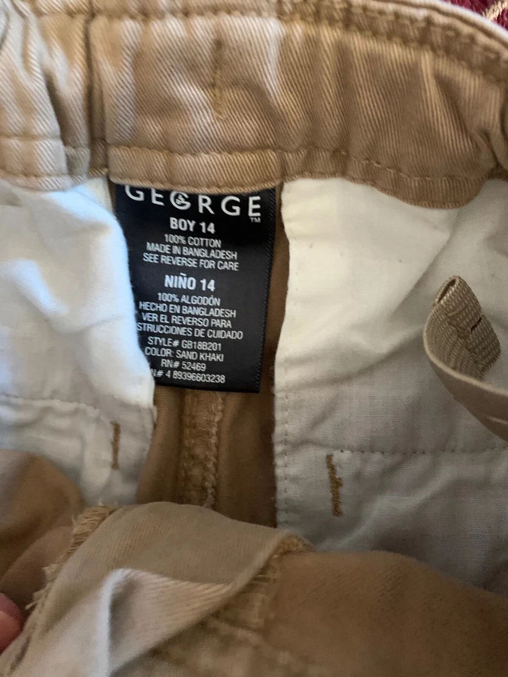 BS1---PANTALONES CORTOS BERMUDAS TOSTADOS PARA NIÑOS George laterales ajustados talla 14 Foto 3 de 3